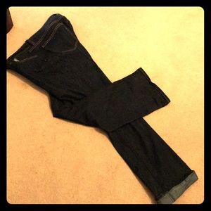 Dark stone washed blue jeans